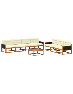 Set di divani da esterno con cuscino 8 pcs Naturale e Crema