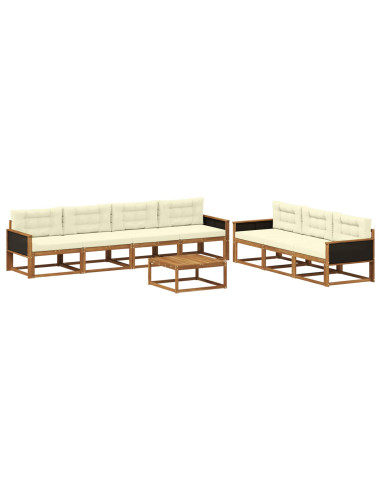 Set di divani da esterno con cuscino 8 pcs Naturale e Crema