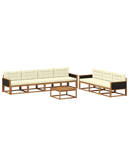 Set di divani da esterno con cuscino 8 pcs Naturale e Crema