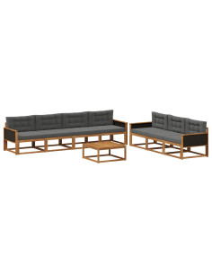 Set di divani da esterno con cuscino 8 pcs Naturale e Antracite