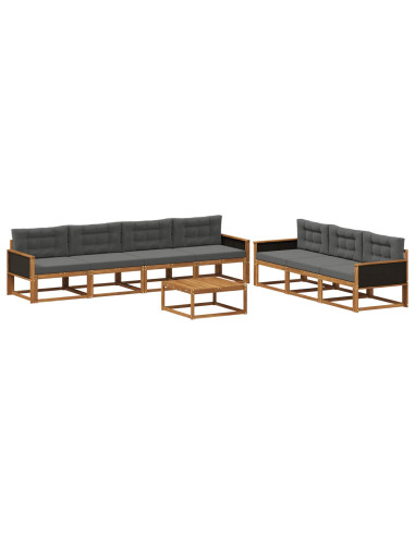 Set di divani da esterno con cuscino 8 pcs Naturale e Antracite