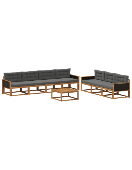 Set di divani da esterno con cuscino 8 pcs Naturale e Antracite