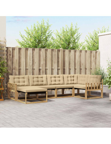 Set di divani da esterno con cuscino 6 pcs Bianco e Beige