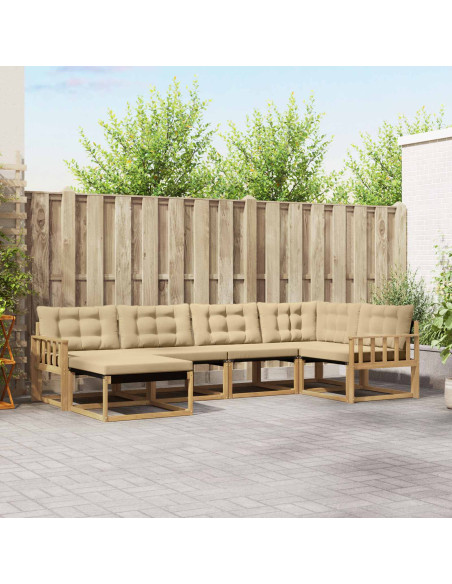 Set di divani da esterno con cuscino 6 pcs Bianco e Beige