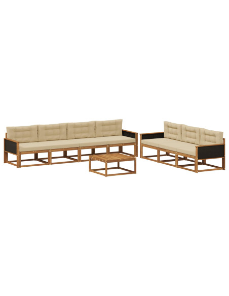 Set di divani da esterno con cuscino 8 pcs Naturale e Beige