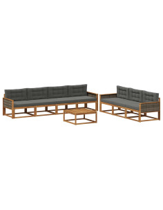 Set di divani da esterno con cuscino 8 pcs Naturale e Antracite