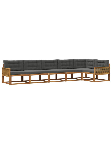 Set di divani da esterno con cuscino 6 pcs Naturale e Antracite
