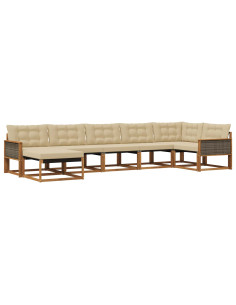 Set di divani da esterno con cuscino 7 pcs Naturale e Beige