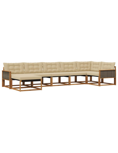 Set di divani da esterno con cuscino 7 pcs Naturale e Beige