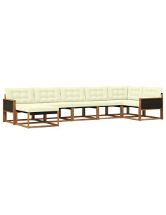 Set di divani da esterno con cuscino 7 pcs Naturale e Crema