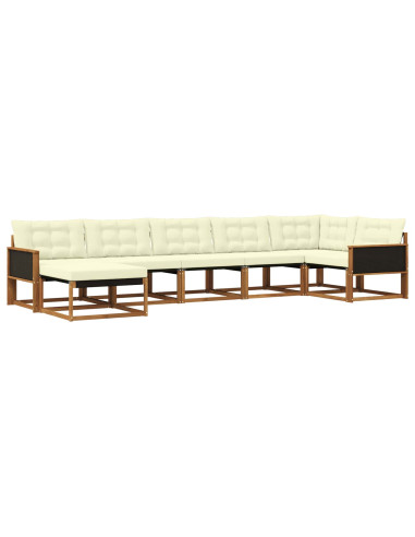 Set di divani da esterno con cuscino 7 pcs Naturale e Crema