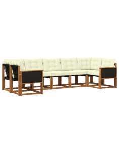 Set di divani da esterno con cuscino 7 pcs Naturale e Crema