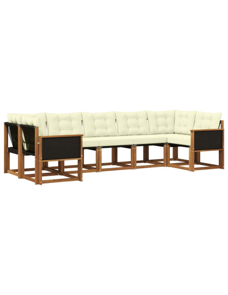 Set di divani da esterno con cuscino 7 pcs Naturale e Crema