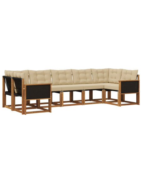 Set di divani da esterno con cuscino 7 pcs Naturale e Beige