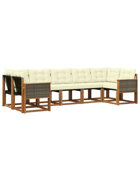 Set di divani da esterno con cuscino 7 pcs Naturale e Crema