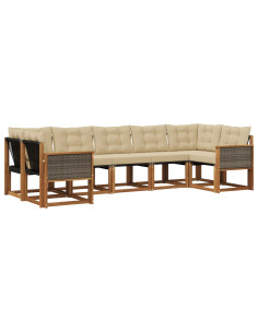 Set di divani da esterno con cuscino 7 pcs Naturale e Beige