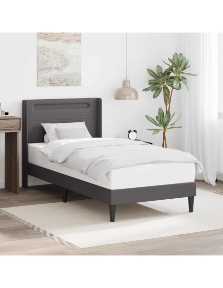 Struttura del letto con testiera Grigio 90 x 190 cm Similpelle