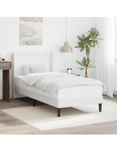 Struttura del letto con testiera Bianco 90 x 190 cm Similpelle