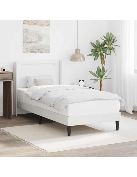 Struttura del letto con testiera Bianco 90 x 190 cm Similpelle