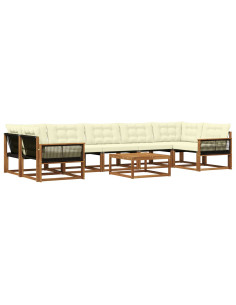 Set di divani da esterno con cuscino 8 pcs Naturale e Crema
