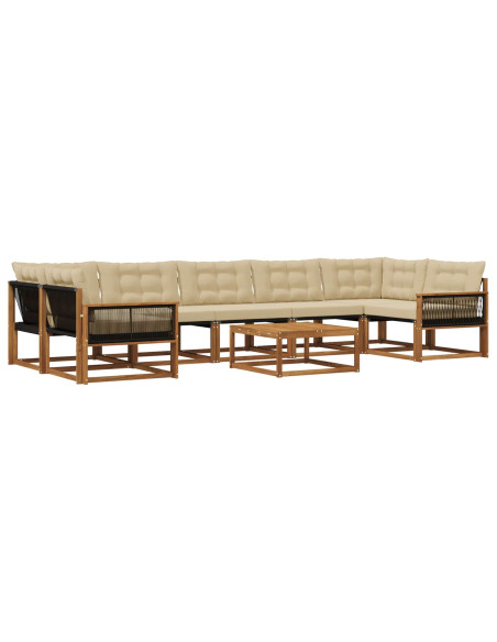 Set di divani da esterno con cuscino 8 pcs Naturale e Beige