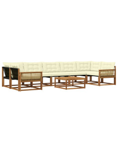 Set di divani da esterno con cuscino 8 pcs Naturale e Crema