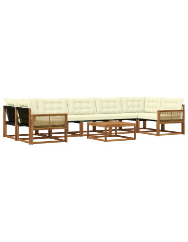 Set di divani da esterno con cuscino 8 pcs Naturale e Crema