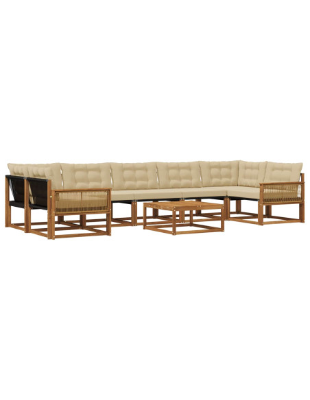 Set di divani da esterno con cuscino 8 pcs Naturale e Beige