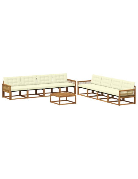 Set di divani da esterno con cuscino 9 pcs Naturale e Crema