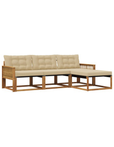 Set di divani da esterno con cuscino 4 pcs Naturale e Beige