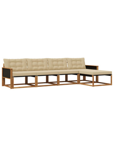 Set di divani da esterno con cuscino 5 pcs Naturale e Beige