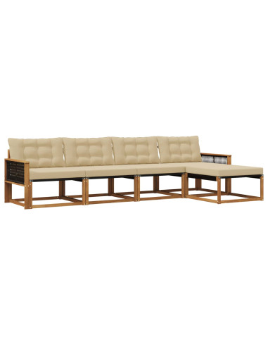 Set di divani da esterno con cuscino 5 pcs Naturale e Beige