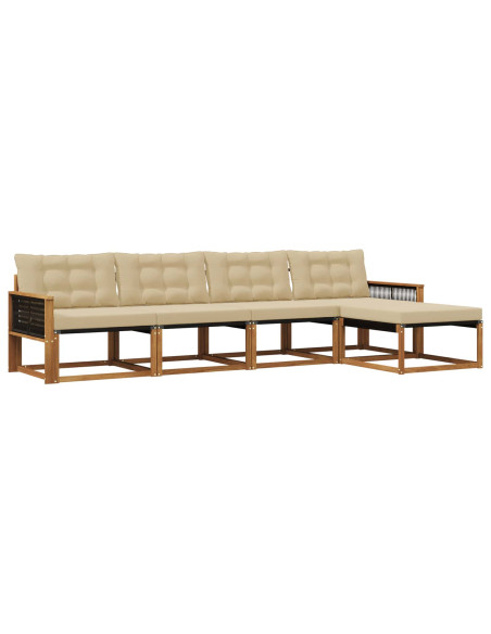 Set di divani da esterno con cuscino 5 pcs Naturale e Beige