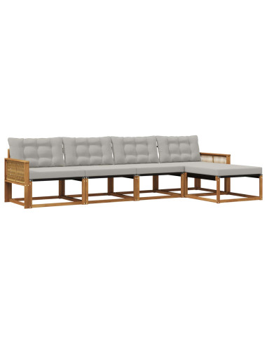 Set di divani da esterno 5 pcs Naturale e Grigio Chiaro