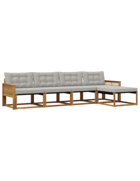 Set di divani da esterno 5 pcs Naturale e Grigio Chiaro