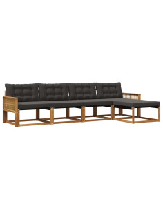 Set di divani da esterno con cuscino 5 pcs Naturale e Nero