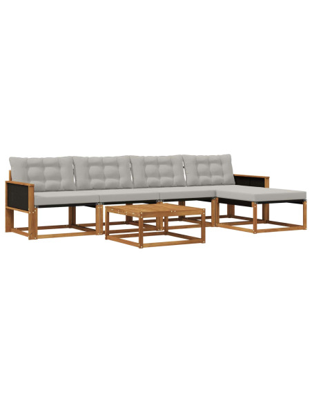 Set di divani da esterno 6 pcs Naturale e Grigio Chiaro
