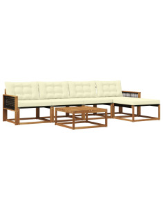 Set di divani da esterno con cuscino 6 pcs Naturale e Crema