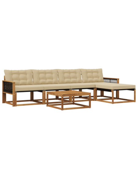 Set di divani da esterno con cuscino 6 pcs Naturale e Beige