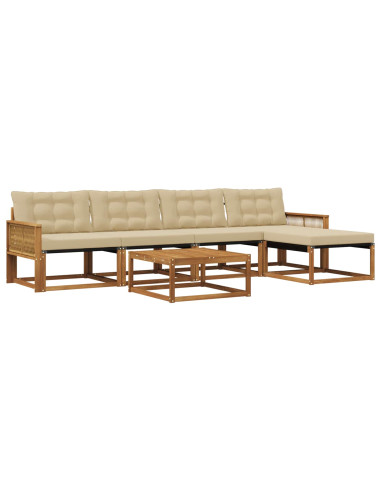 Set di divani da esterno con cuscino 6 pcs Naturale e Beige