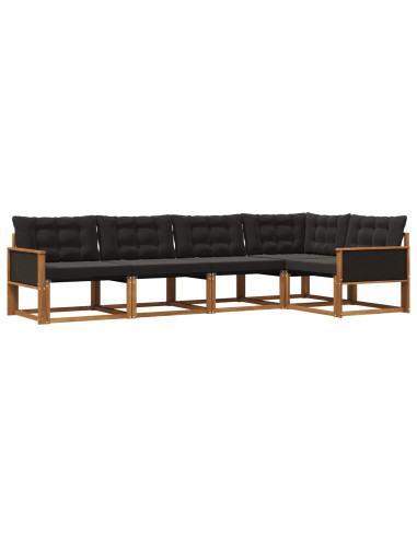 Set di divani da esterno con cuscino 5 pcs Naturale e Nero