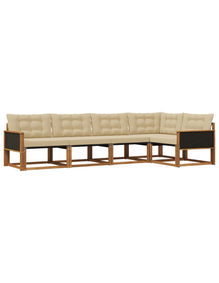 Set di divani da esterno con cuscino 5 pcs Naturale e Beige