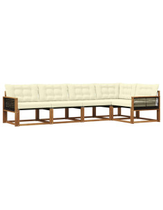 Set di divani da esterno con cuscino 5 pcs Naturale e Crema