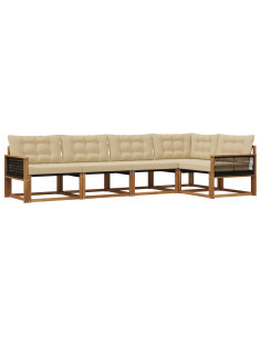 Set di divani da esterno con cuscino 5 pcs Naturale e Beige