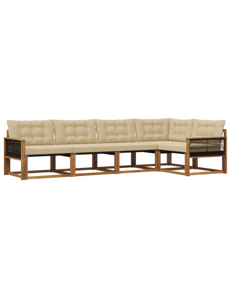 Set di divani da esterno con cuscino 5 pcs Naturale e Beige