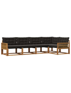 Set di divani da esterno con cuscino 5 pcs Naturale e Nero