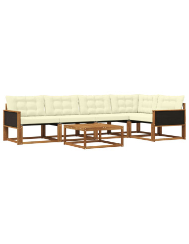 Set di divani da esterno con cuscino 6 pcs Naturale e Crema