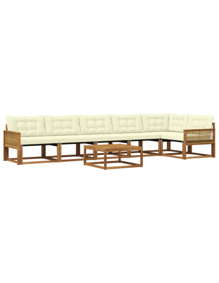 Set di divani da esterno con cuscino 7 pcs Naturale e Crema