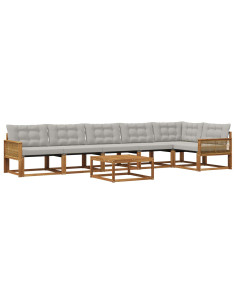 Set di divani da esterno 7 pcs Naturale e Grigio Chiaro