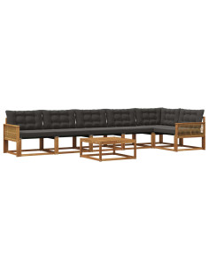 Set di divani da esterno con cuscino 7 pcs Naturale e Nero